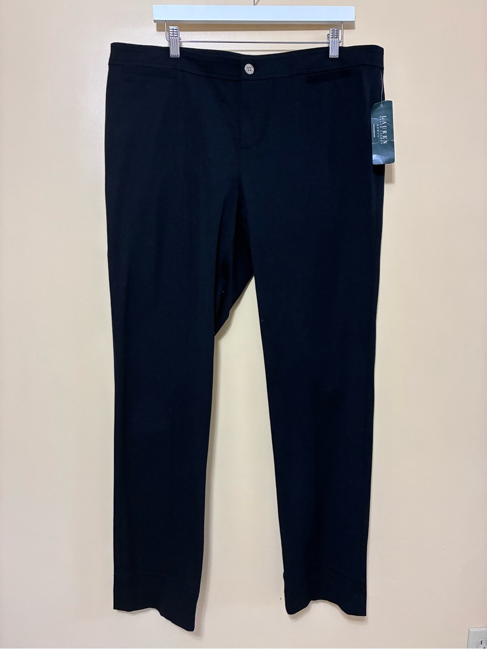Lauren Ralph Lauren Mid-Rise Straight Leg Trousers Womens 16 Black